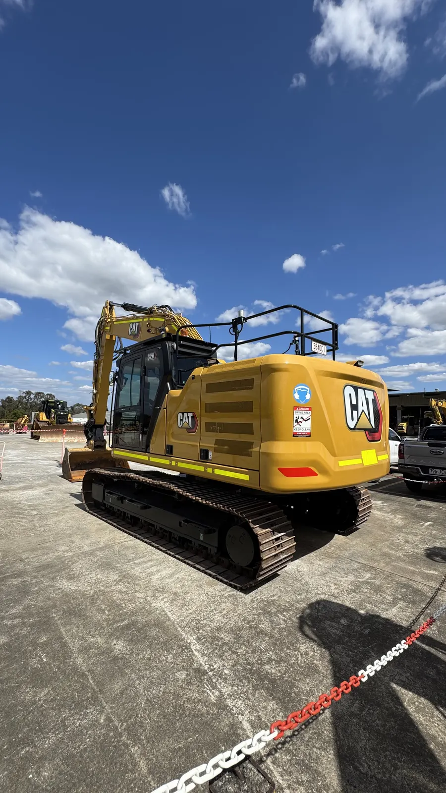 Tracked Caterpillar excavator in the Dynamic fleet yard